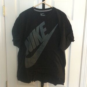 Nike Men's Black Tee with Gray Logo